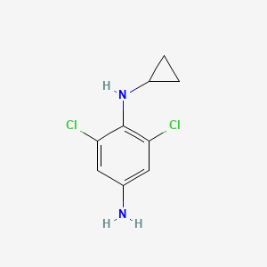 molecular formula C9H10Cl2N2 B12998789 2,6-Dichloro-N1-cyclopropylbenzene-1,4-diamine 