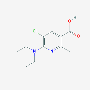 molecular formula C11H15ClN2O2 B12998822 5-Chloro-6-(diethylamino)-2-methylnicotinic acid 