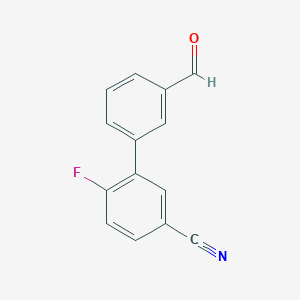 molecular formula C14H8FNO B12998835 6-Fluoro-3'-formyl-[1,1'-biphenyl]-3-carbonitrile 