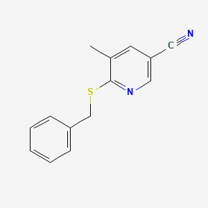 molecular formula C14H12N2S B12998850 6-(Benzylthio)-5-methylnicotinonitrile 