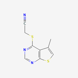 molecular formula C9H7N3S2 B12998950 2-((5-Methylthieno[2,3-d]pyrimidin-4-yl)thio)acetonitrile 