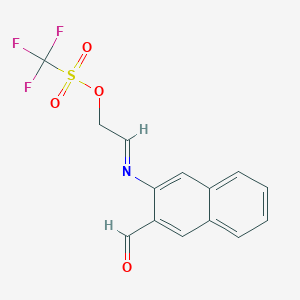 molecular formula C14H10F3NO4S B12999011 2-((3-Formylnaphthalen-2-yl)imino)ethyl trifluoromethanesulfonate 