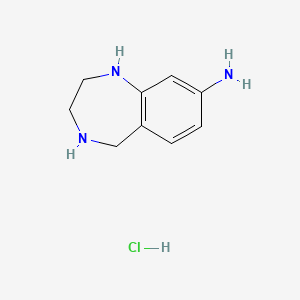 molecular formula C9H14ClN3 B12999084 2,3,4,5-Tetrahydro-1H-benzo[e][1,4]diazepin-8-amine hydrochloride 