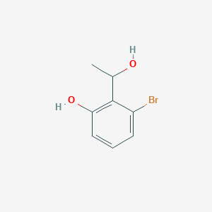 molecular formula C8H9BrO2 B12999188 3-Bromo-2-(1-hydroxyethyl)phenol 