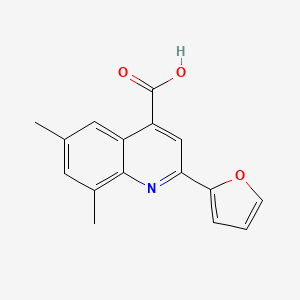 molecular formula C16H13NO3 B1299926 2-Furan-2-yl-6,8-dimethyl-quinoline-4-carboxylic acid CAS No. 351357-33-0