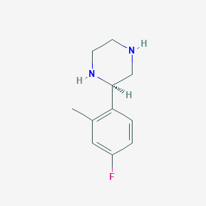 molecular formula C11H15FN2 B12999336 (R)-2-(4-Fluoro-2-methylphenyl)piperazine 