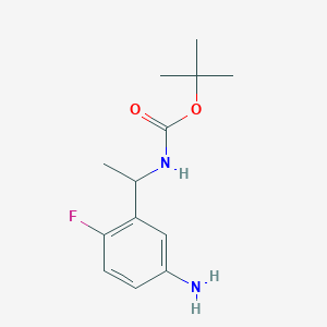 molecular formula C13H19FN2O2 B12999463 tert-Butyl (1-(5-amino-2-fluorophenyl)ethyl)carbamate 