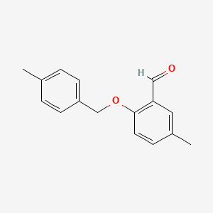 molecular formula C16H16O2 B12999524 5-Methyl-2-((4-methylbenzyl)oxy)benzaldehyde 