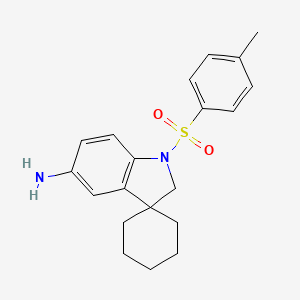 molecular formula C20H24N2O2S B12999563 1'-Tosylspiro[cyclohexane-1,3'-indolin]-5'-amine 