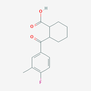 molecular formula C15H17FO3 B12999654 2-(4-Fluoro-3-methylbenzoyl)cyclohexanecarboxylic acid 