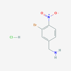 molecular formula C7H8BrClN2O2 B12999778 (3-Bromo-4-nitrophenyl)methanamine hydrochloride 