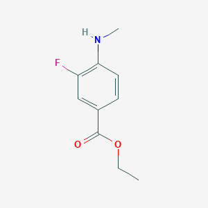 molecular formula C10H12FNO2 B12999794 Ethyl 3-fluoro-4-(methylamino)benzoate 