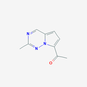 molecular formula C9H9N3O B12999797 1-(2-Methylpyrrolo[2,1-f][1,2,4]triazin-7-yl)ethan-1-one 