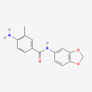 molecular formula C15H14N2O3 B12999812 4-Amino-N-(benzo[d][1,3]dioxol-5-yl)-3-methylbenzamide 