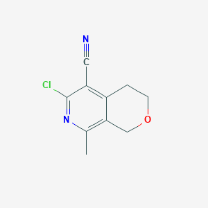 molecular formula C10H9ClN2O B12999824 6-Chloro-8-methyl-3,4-dihydro-1H-pyrano[3,4-c]pyridine-5-carbonitrile 