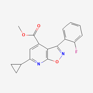 molecular formula C17H13FN2O3 B12999877 Methyl 6-cyclopropyl-3-(2-fluorophenyl)isoxazolo[5,4-b]pyridine-4-carboxylate 