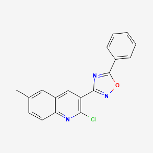 molecular formula C18H12ClN3O B12999934 3-(2-Chloro-6-methylquinolin-3-yl)-5-phenyl-1,2,4-oxadiazole 