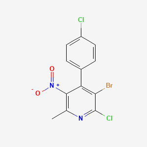 molecular formula C12H7BrCl2N2O2 B12999966 3-Bromo-2-chloro-4-(4-chlorophenyl)-6-methyl-5-nitropyridine 