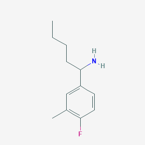 molecular formula C12H18FN B13000019 1-(4-Fluoro-3-methylphenyl)pentan-1-amine 