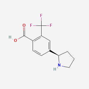 molecular formula C12H12F3NO2 B13000027 (R)-4-(Pyrrolidin-2-yl)-2-(trifluoromethyl)benzoic acid 