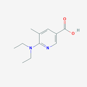 molecular formula C11H16N2O2 B13000107 6-Diethylamino-5-methyl-nicotinic acid 