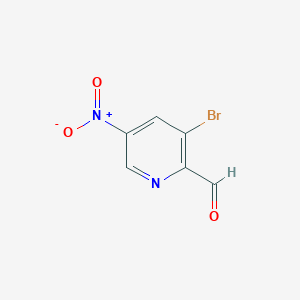 molecular formula C6H3BrN2O3 B13000111 3-Bromo-5-nitropicolinaldehyde 