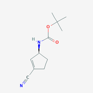 molecular formula C11H16N2O2 B13000117 tert-Butyl (S)-(3-cyanocyclopent-2-en-1-yl)carbamate 