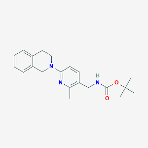 molecular formula C21H27N3O2 B13000124 tert-Butyl ((6-(3,4-dihydroisoquinolin-2(1H)-yl)-2-methylpyridin-3-yl)methyl)carbamate 