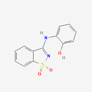 molecular formula C13H10N2O3S B1300013 3-((2-Hydroxyphenyl)amino)benzo[d]isothiazole 1,1-dioxide CAS No. 314036-11-8