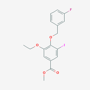 molecular formula C17H16FIO4 B13000140 Methyl 3-ethoxy-4-((3-fluorobenzyl)oxy)-5-iodobenzoate 