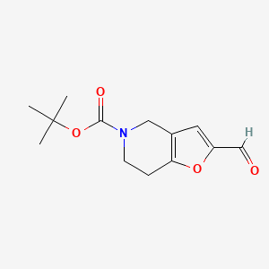 molecular formula C13H17NO4 B13000177 Tert-butyl 2-formyl-6,7-dihydrofuro[3,2-C]pyridine-5(4H)-carboxylate 