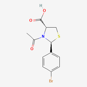 molecular formula C12H12BrNO3S B1300020 (2S,4R)-3-acetyl-2-(4-bromophenyl)-1,3-thiazolidine-4-carboxylic acid 
