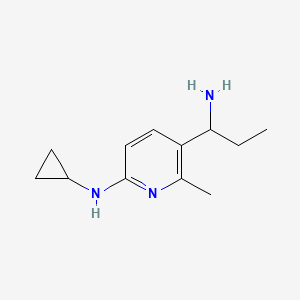 molecular formula C12H19N3 B13000276 5-(1-Aminopropyl)-N-cyclopropyl-6-methylpyridin-2-amine 