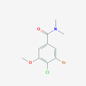 molecular formula C10H11BrClNO2 B13000366 3-Bromo-4-chloro-5-methoxy-N,N-dimethylbenzamide 