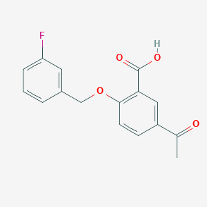 molecular formula C16H13FO4 B13000407 5-Acetyl-2-((3-fluorobenzyl)oxy)benzoic acid 