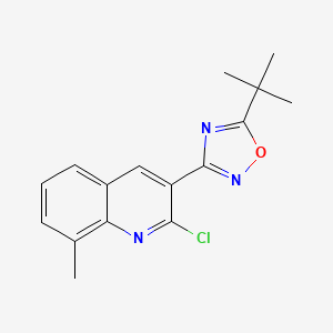 molecular formula C16H16ClN3O B13000424 5-(tert-Butyl)-3-(2-chloro-8-methylquinolin-3-yl)-1,2,4-oxadiazole 