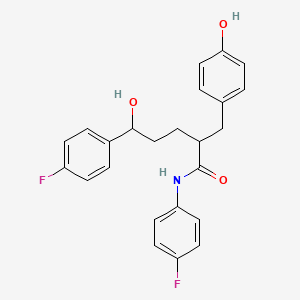 molecular formula C24H23F2NO3 B13000437 N,5-Bis(4-fluorophenyl)-5-hydroxy-2-(4-hydroxybenzyl)pentanamide 