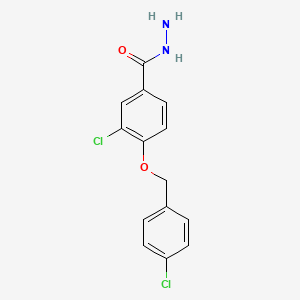 molecular formula C14H12Cl2N2O2 B13000488 3-Chloro-4-((4-chlorobenzyl)oxy)benzohydrazide 