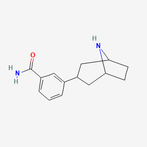 molecular formula C14H18N2O B13000529 3-(8-Azabicyclo[3.2.1]octan-3-yl)benzamide 