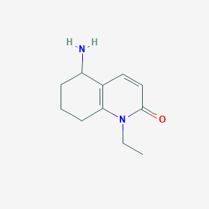 molecular formula C11H16N2O B13000535 5-Amino-1-ethyl-5,6,7,8-tetrahydroquinolin-2(1H)-one 