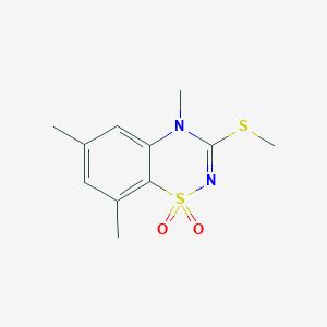 molecular formula C11H14N2O2S2 B13000573 4,6,8-Trimethyl-3-(methylthio)-4H-benzo[e][1,2,4]thiadiazine 1,1-dioxide 