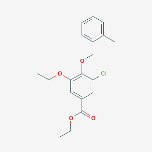 molecular formula C19H21ClO4 B13000603 Ethyl 3-chloro-5-ethoxy-4-((2-methylbenzyl)oxy)benzoate CAS No. 1706457-95-5