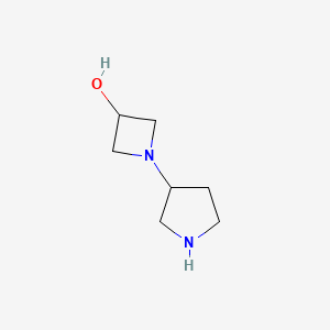 molecular formula C7H14N2O B13000694 1-(Pyrrolidin-3-yl)azetidin-3-ol 