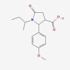 molecular formula C16H21NO4 B13000976 1-(sec-Butyl)-2-(4-methoxyphenyl)-5-oxopyrrolidine-3-carboxylic acid 