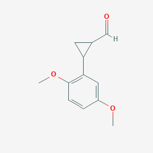 molecular formula C12H14O3 B13001062 2-(2,5-Dimethoxyphenyl)cyclopropanecarbaldehyde 