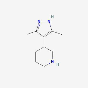 molecular formula C10H17N3 B13001110 3-(3,5-Dimethyl-1H-pyrazol-4-yl)piperidine 