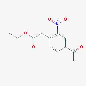 molecular formula C12H13NO5 B13001138 Ethyl 2-(4-acetyl-2-nitrophenyl)acetate CAS No. 777062-26-7