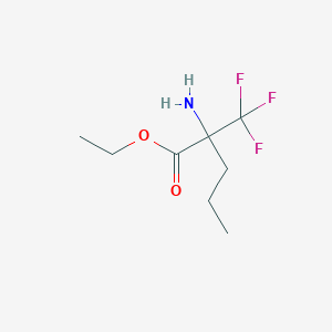 molecular formula C8H14F3NO2 B13001145 Ethyl 2-amino-2-(trifluoromethyl)pentanoate 