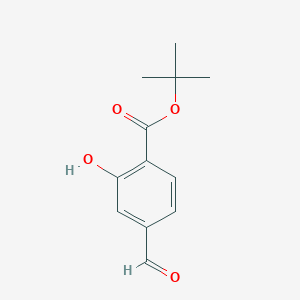 molecular formula C12H14O4 B13001183 tert-Butyl 4-formyl-2-hydroxybenzoate 