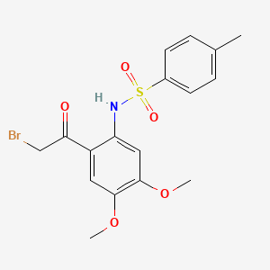 molecular formula C17H18BrNO5S B13001193 N-(2-(2-Bromoacetyl)-4,5-dimethoxyphenyl)-4-methylbenzenesulfonamide 